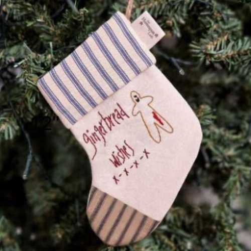 Prim Embroidered Homespun Christmas Stocking 4 - The Homespun Loft