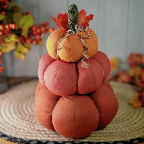 12" Primitive Autumn Pumpkin Stack Halloween Decor - The Homespun Loft