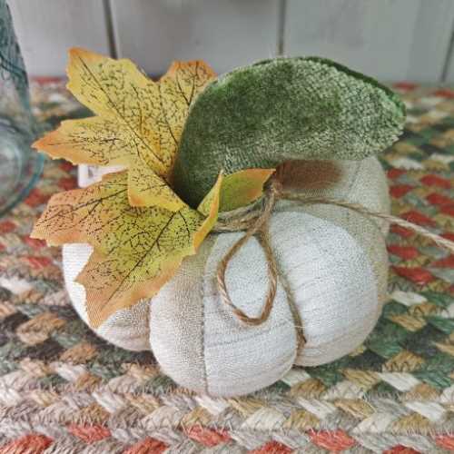 4" Antique Cream Handmade Autumn Pumpkin Halloween - The Homespun Loft