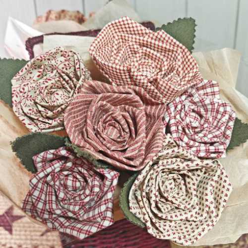 Blushing Pinks Old English Rose Fabric Bouquet - The Homespun Loft