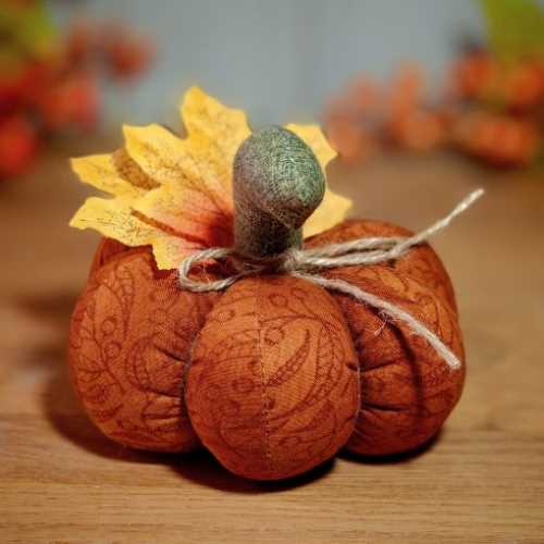 5" Orange Fabric Handmade Pumpkin Autumn - The Homespun Loft