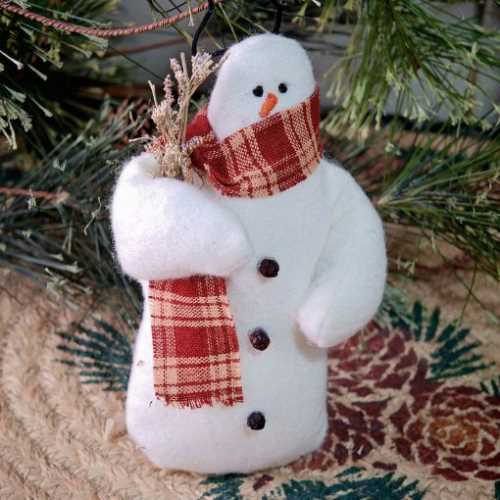 5" Handmade Cream Snowman Christmas Tree Decor - The Homespun Loft