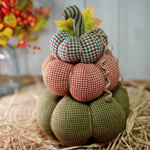 12" Primitive Homespun Autumn Pumpkin Stack - The Homespun Loft