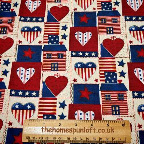 FQ Heart and Home Patriotic Fabric David Textiles - The Homespun Loft