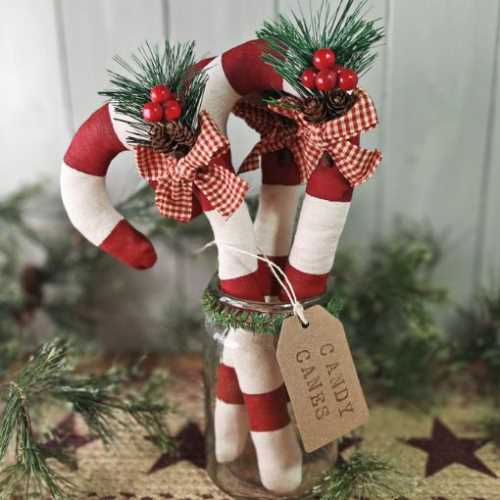 12" Primitive Handmade Christmas Candy Cane - The Homespun Loft